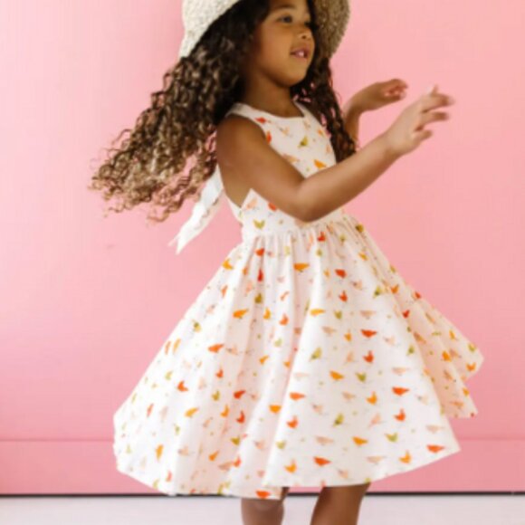 NEW Ollie Jay Pink Chicken Farm Print Sofia Twirl Dress Size 8 - Picture 8 of 9